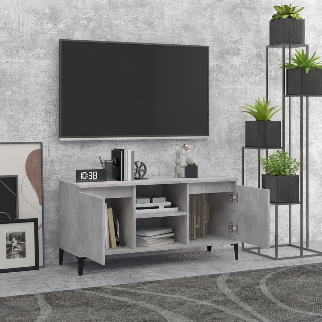 Mueble de TV con patas metal gris hormigón 103,5x35x50 cm