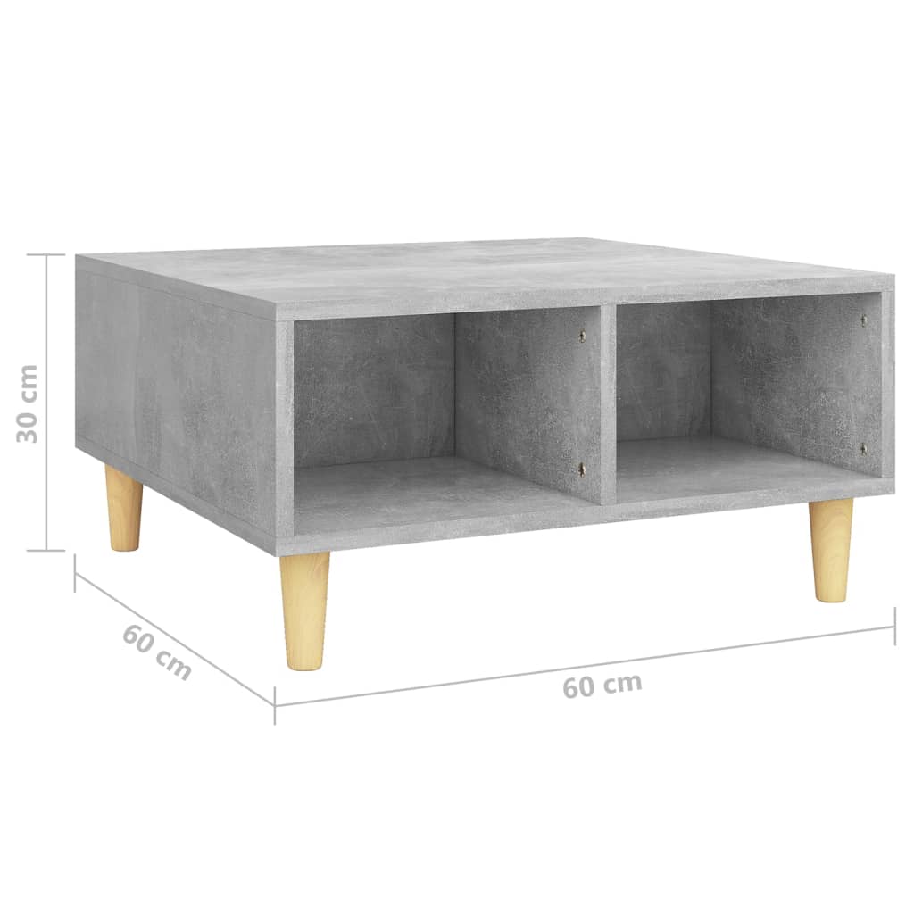 Mesa de centro madera gris hormigón 60x60x30 cm vidaXL