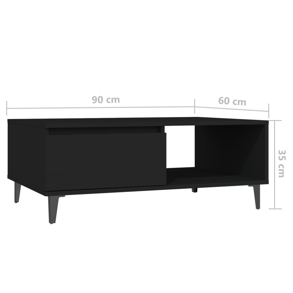 Mesa de centro madera negro 90x60x35 cm vidaXL