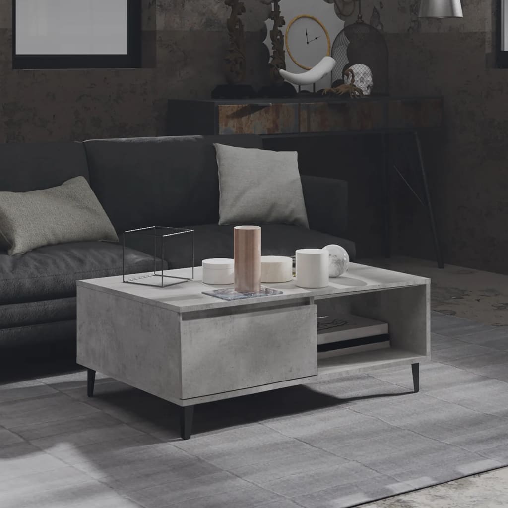 Vetonek Mesa de centro madera contrachapada gris hormigón 90x60x35 cm