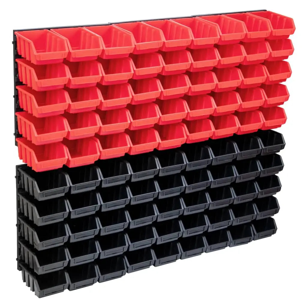 Vetonek Kit de cajas de almacenaje 96 pzas paneles de pared rojo negro