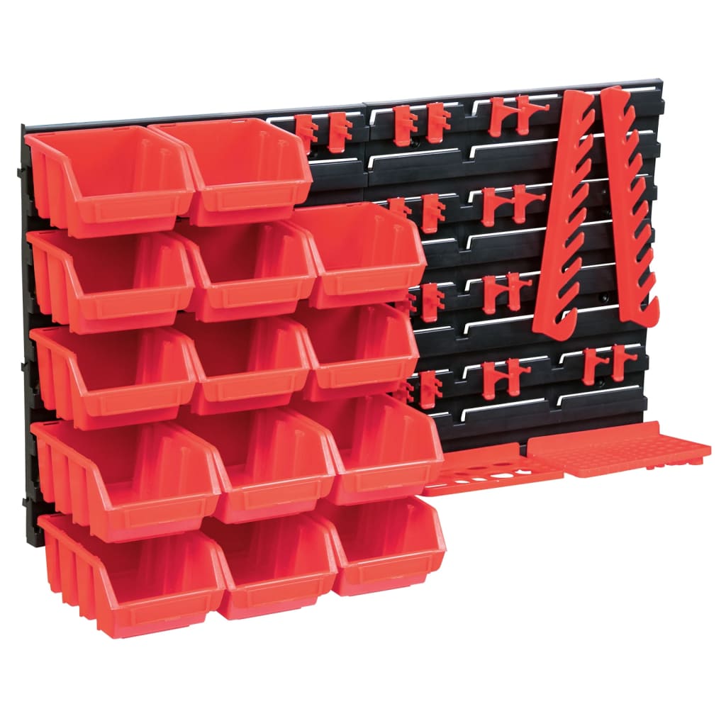 Vetonek Kit de cajas de almacenaje 39 pzas paneles de pared rojo negro