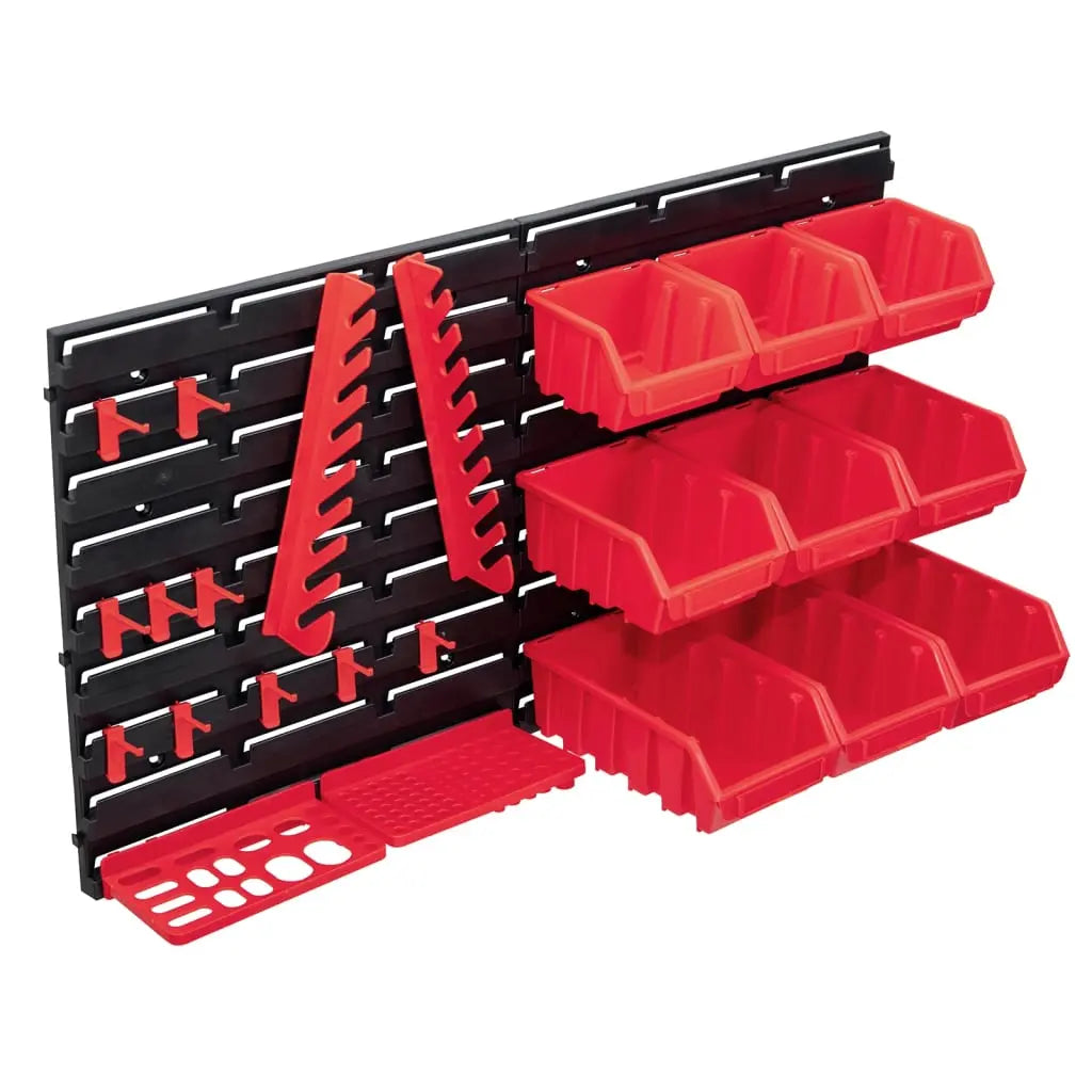 Vetonek Kit de cajas de almacenaje 34 pzas paneles de pared rojo negro