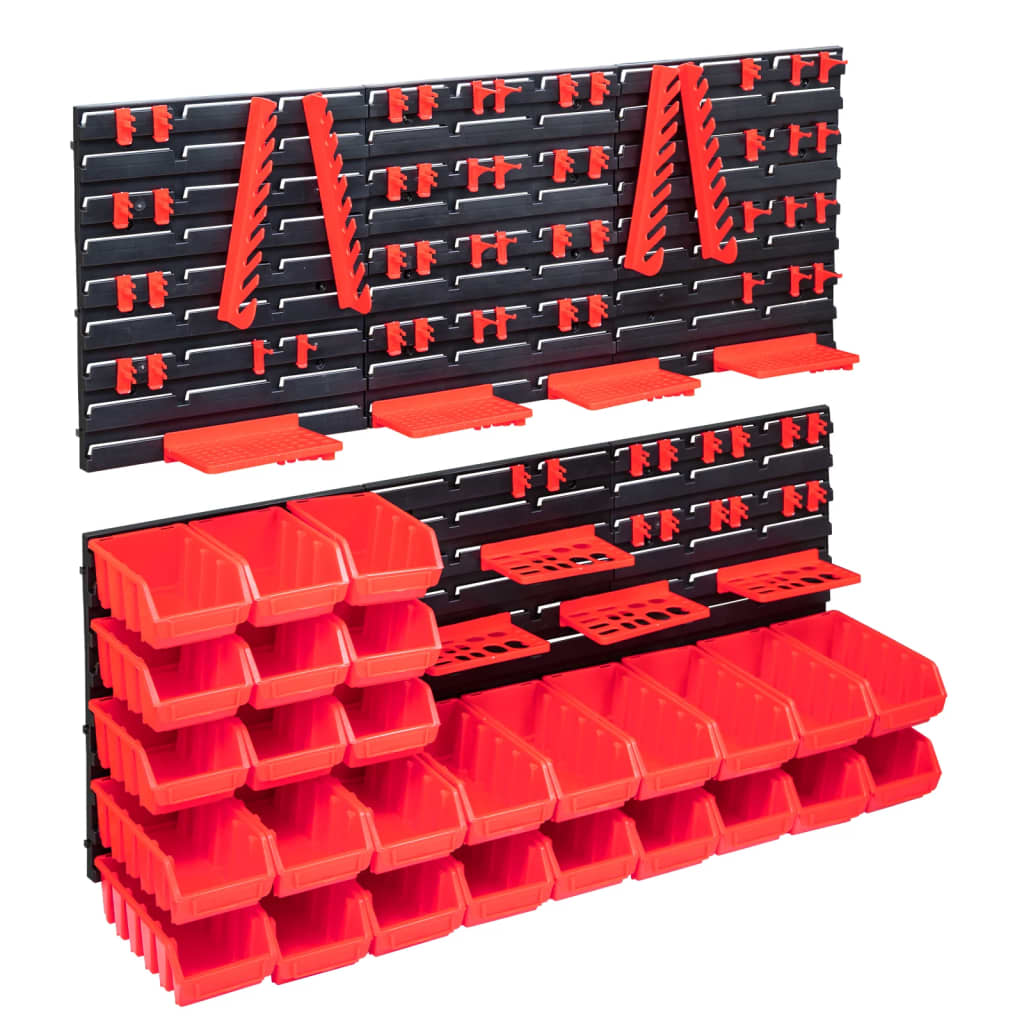 Vetonek Kit de cajas de almacenaje 103 pzas paneles de pared rojo/negro