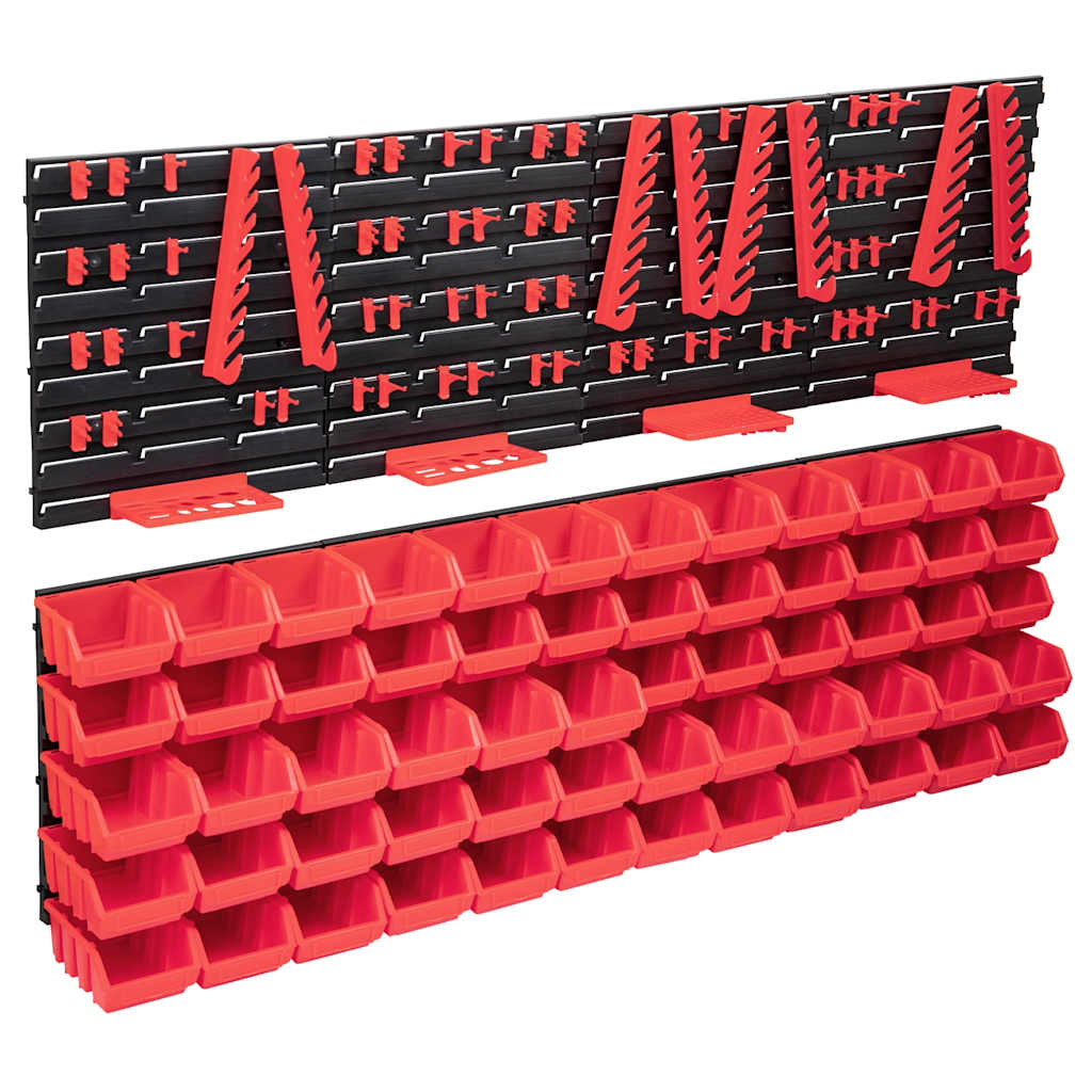 Vetonek Kit de cajas de almacenaje 136 pzas paneles de pared rojo/negro