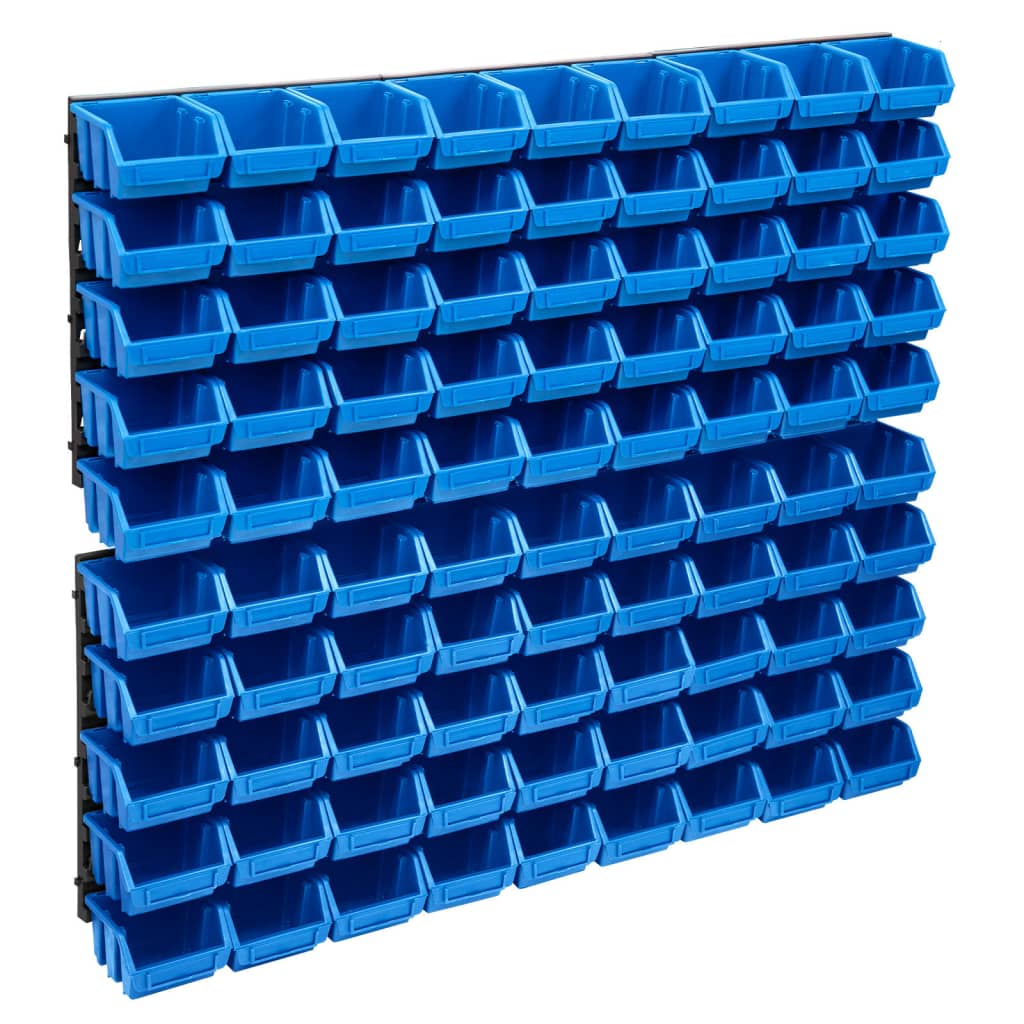 Vetonek Kit de cajas de almacenaje 96 pzas paneles de pared azul negro