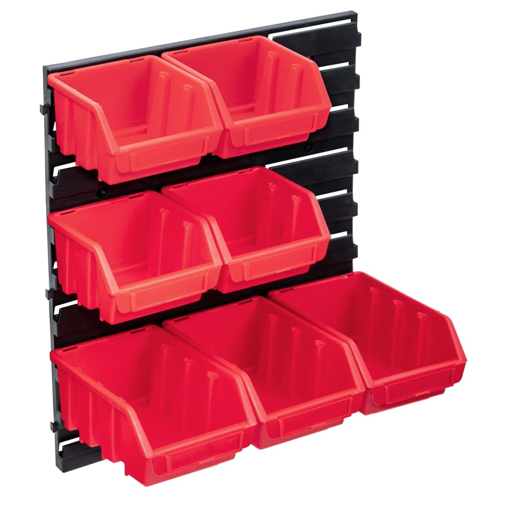 Vetonek Kit de cajas de almacenaje 8 pzas panel de pared rojo negro