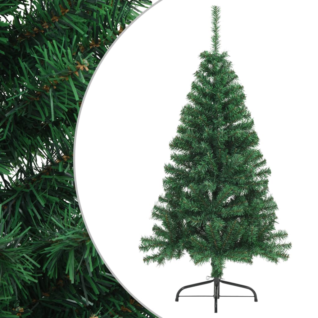 Vetonek Medio árbol de Navidad artificial con soporte PVC verde 120 cm