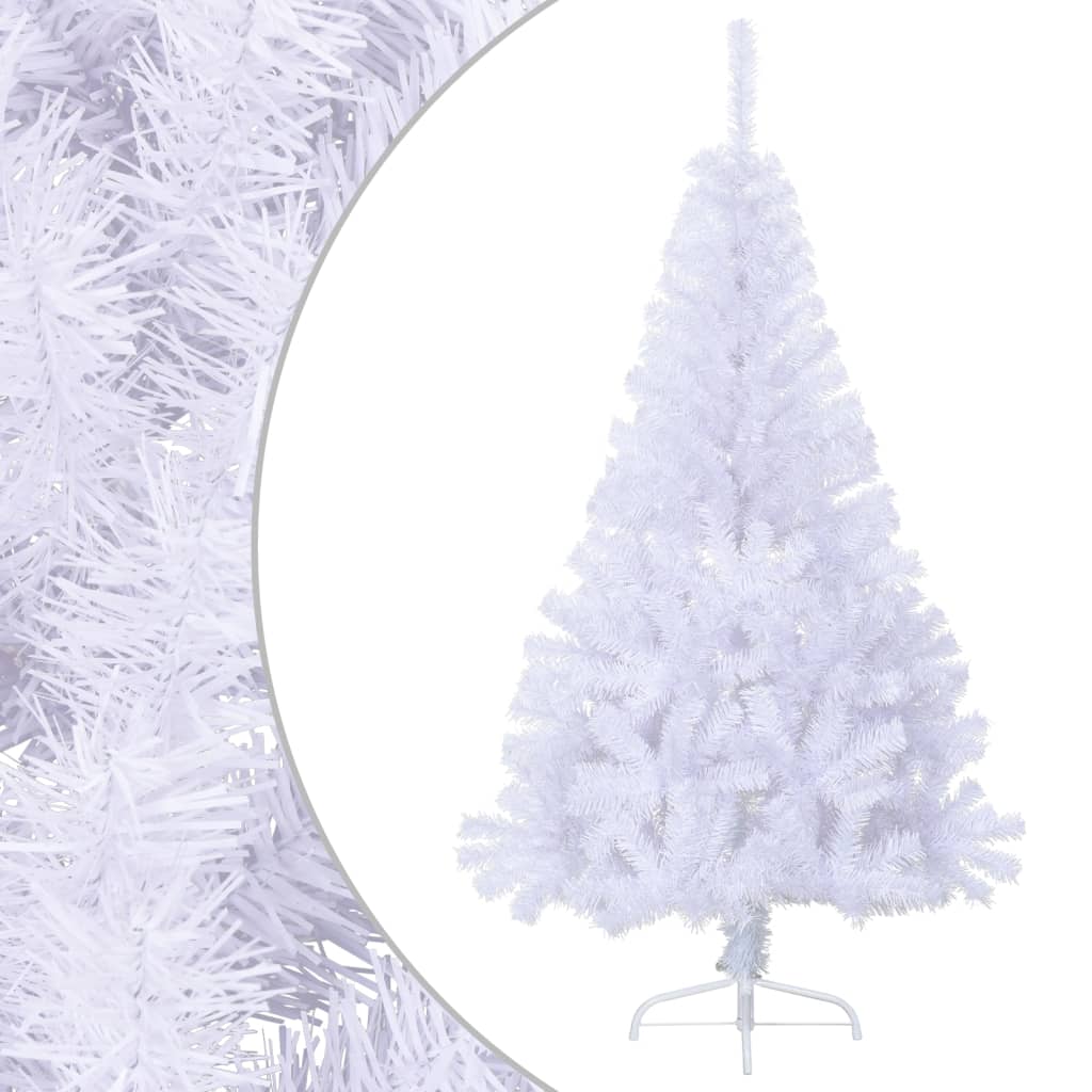 Vetonek Medio árbol de Navidad artificial con soporte PVC blanco 120 cm