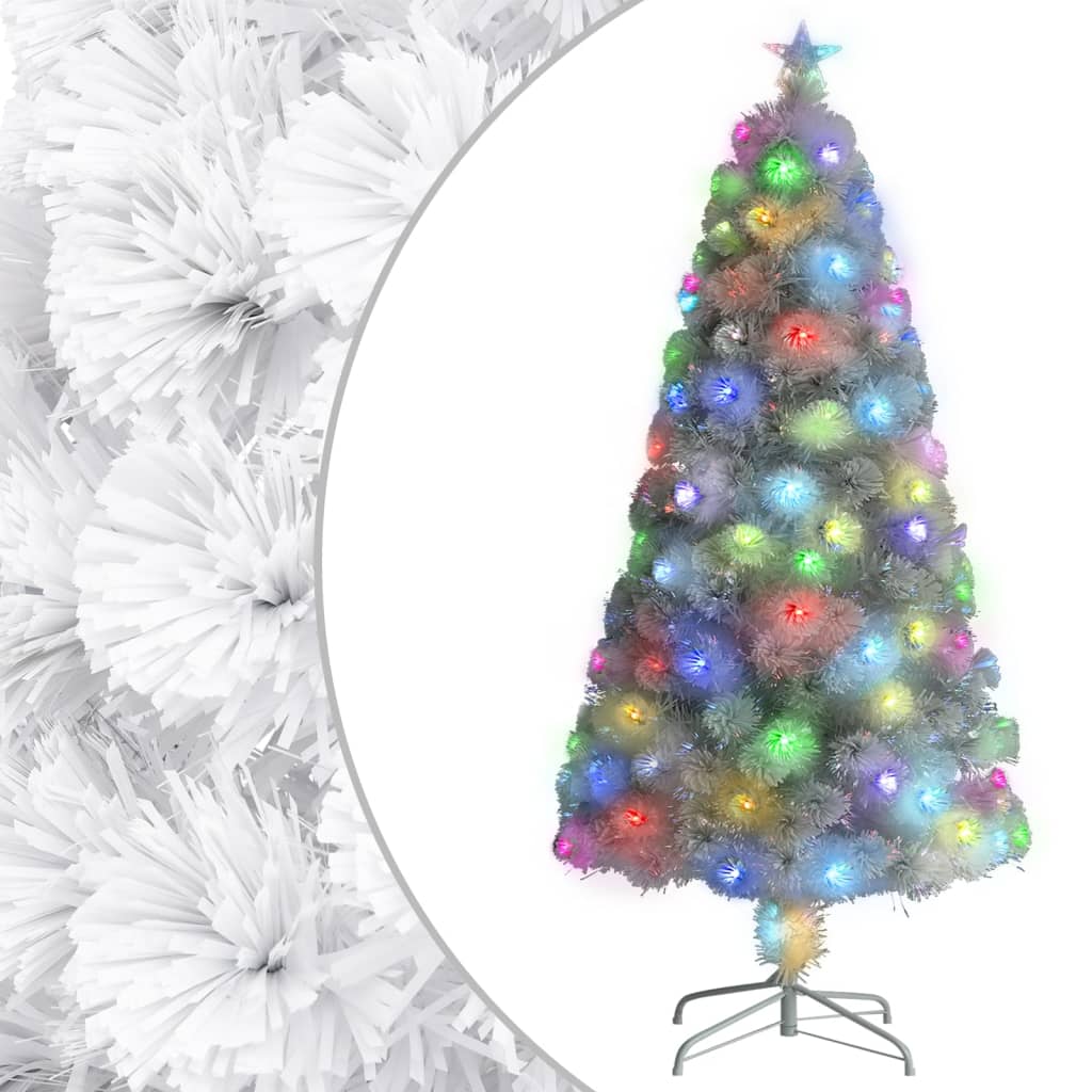 Árbol de navidad artificial con luces fibra óptica blanco 120cm v1818 Vetonek