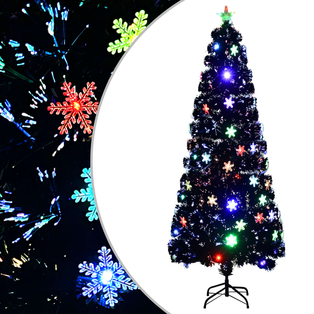 Árbol de navidad copos de nieve led fibra óptica negro 240 cm v1979 Vetonek