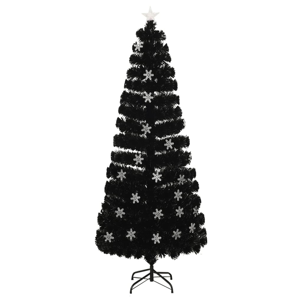 Árbol de navidad copos de nieve led fibra óptica negro 240 cm v1979 Vetonek