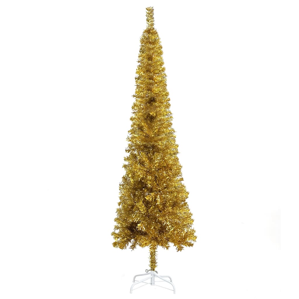 Vetonek Árbol de Navidad delgado dorado 120 cm
