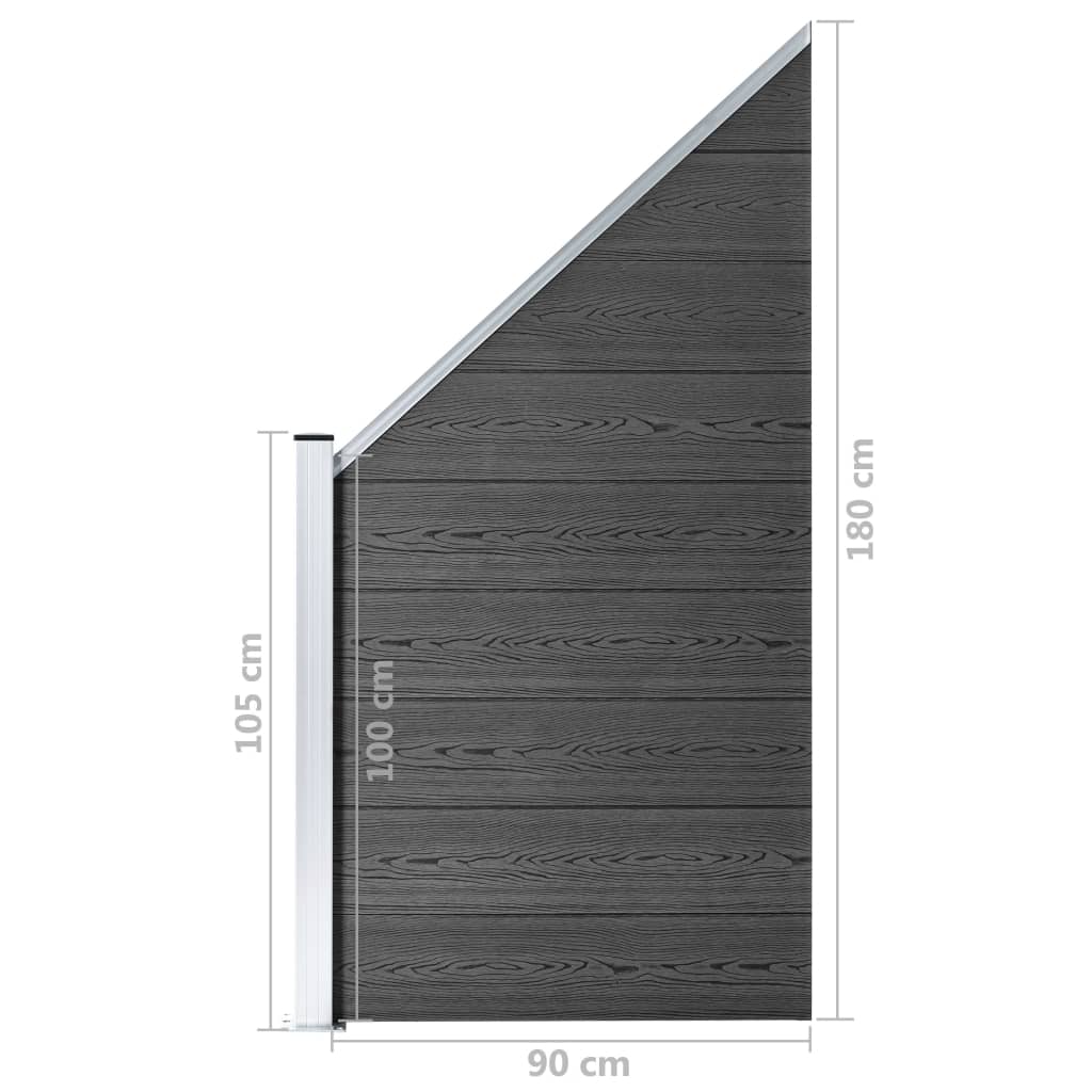 Set de paneles de valla WPC negro 792x(105-186) cm vidaXL