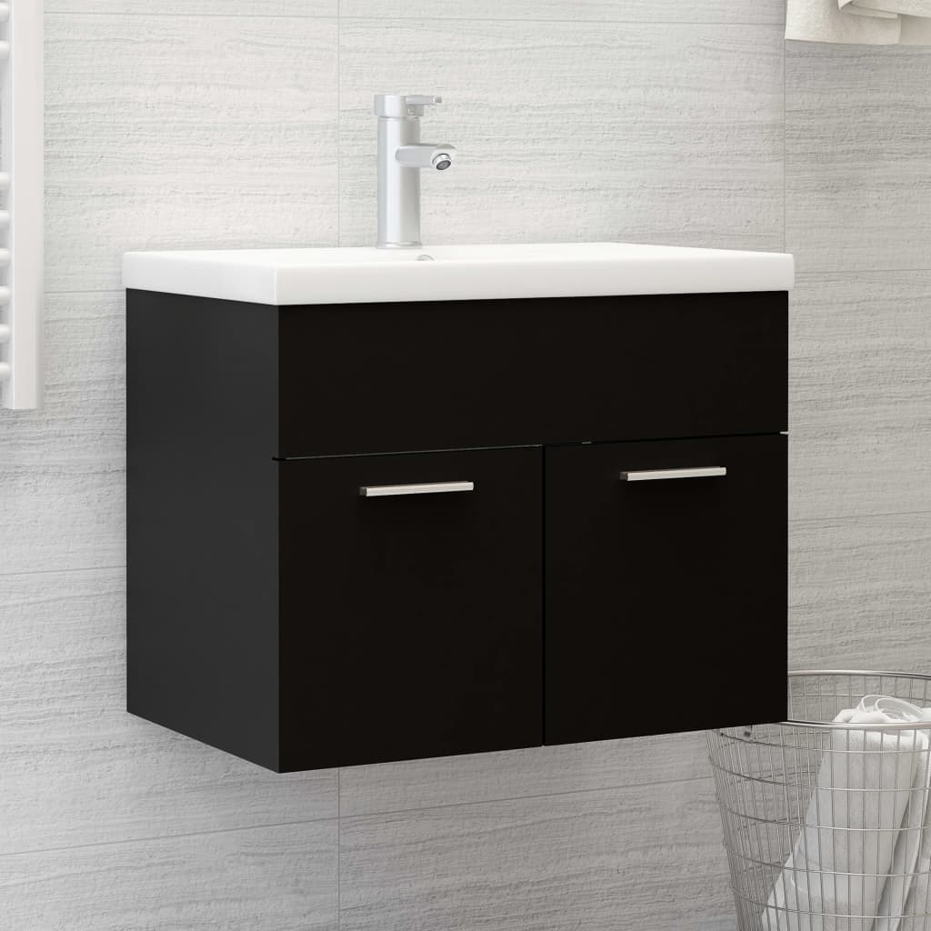 Vetonek Mueble con lavabo madera de ingeniería negro