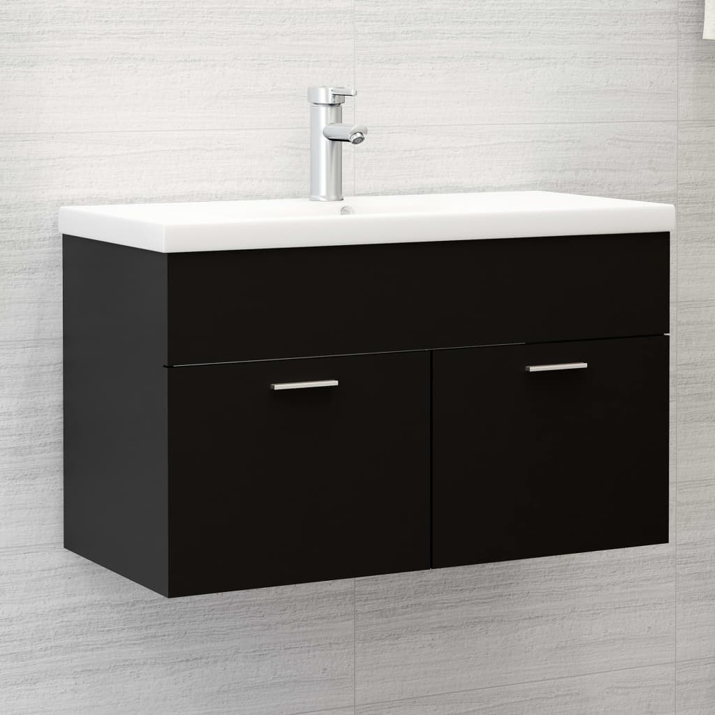 Vetonek Mueble con lavabo madera de ingeniería negro