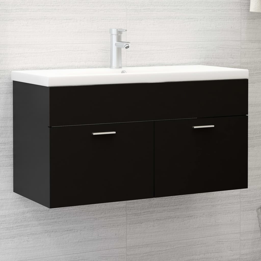 Vetonek Mueble con lavabo madera de ingeniería negro