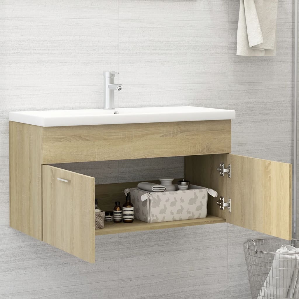 Mueble con lavabo madera de ingeniería roble Sonoma