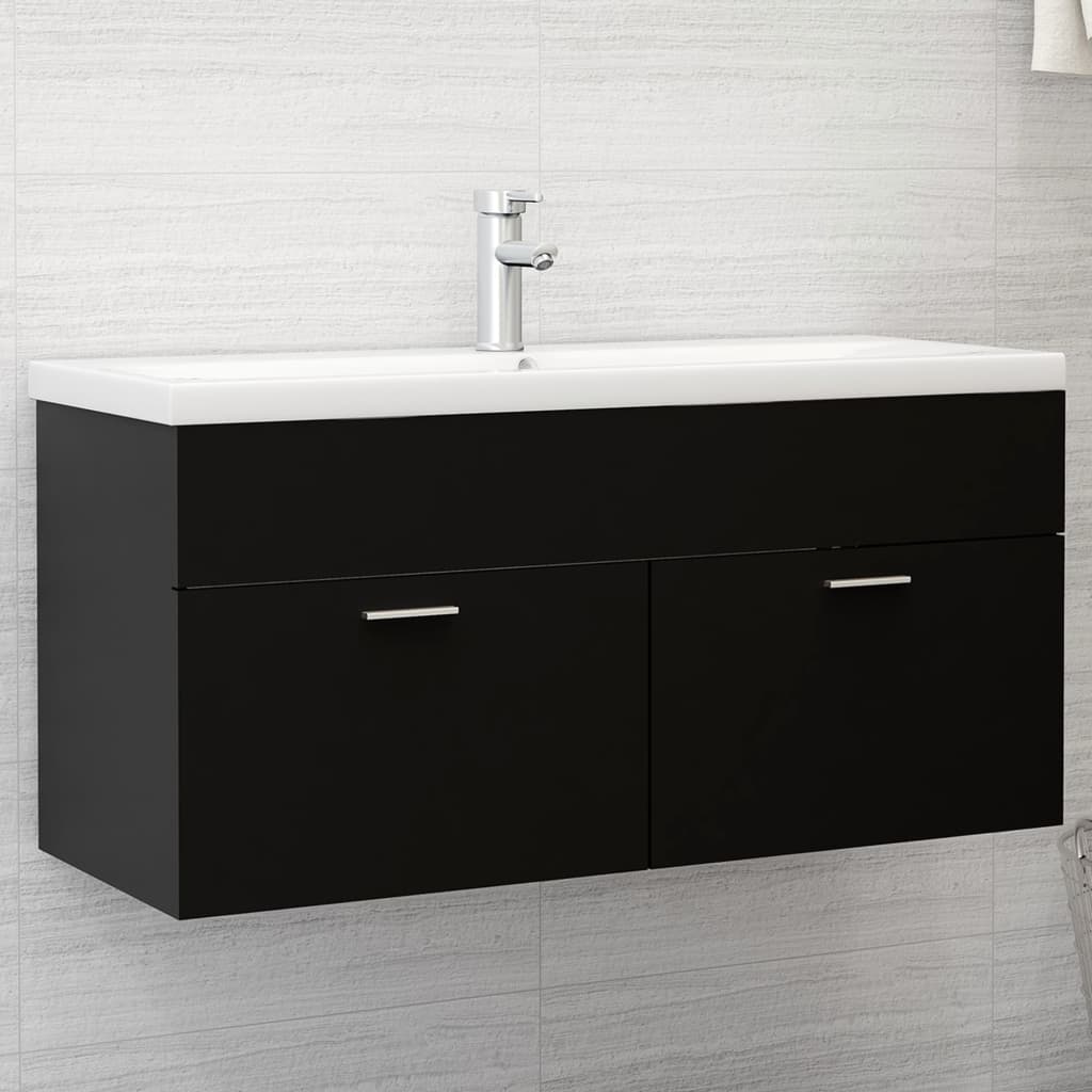 Vetonek Mueble con lavabo madera de ingeniería negro