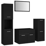 Vetonek Conjunto de muebles de baño madera contrachapada negro