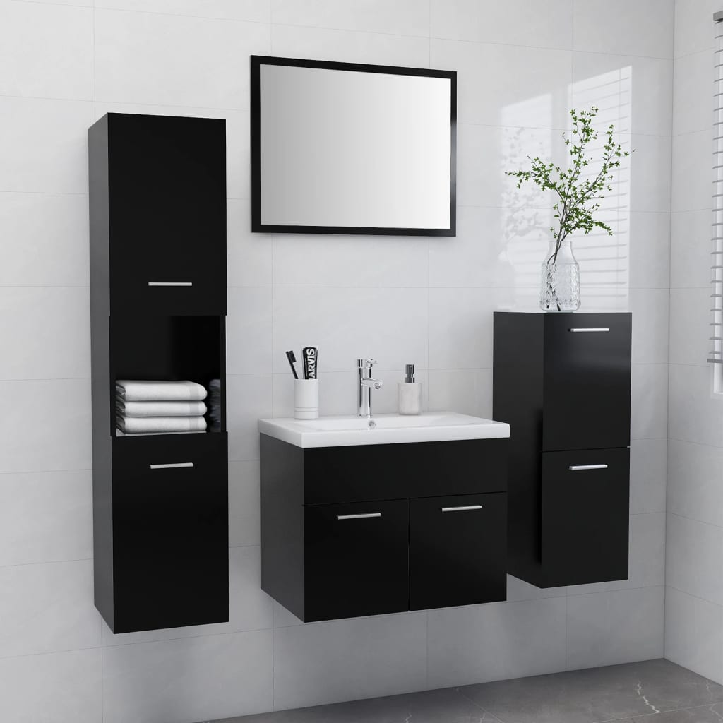 Conjunto de muebles de baño madera contrachapada negro v1510 Vetonek