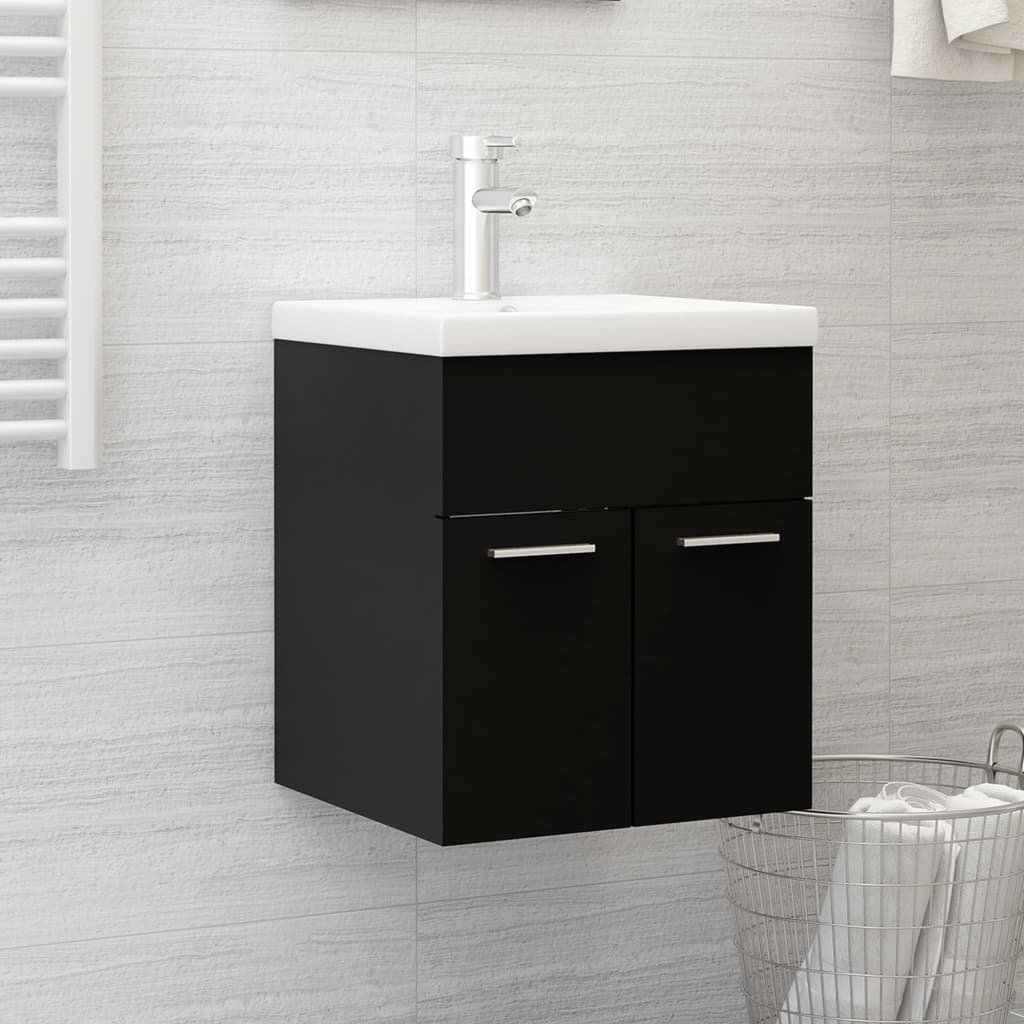 Vetonek Mueble con lavabo madera de ingeniería negro