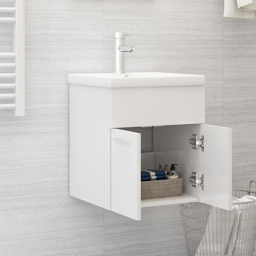 Mueble con lavabo aglomerado blanco brillante