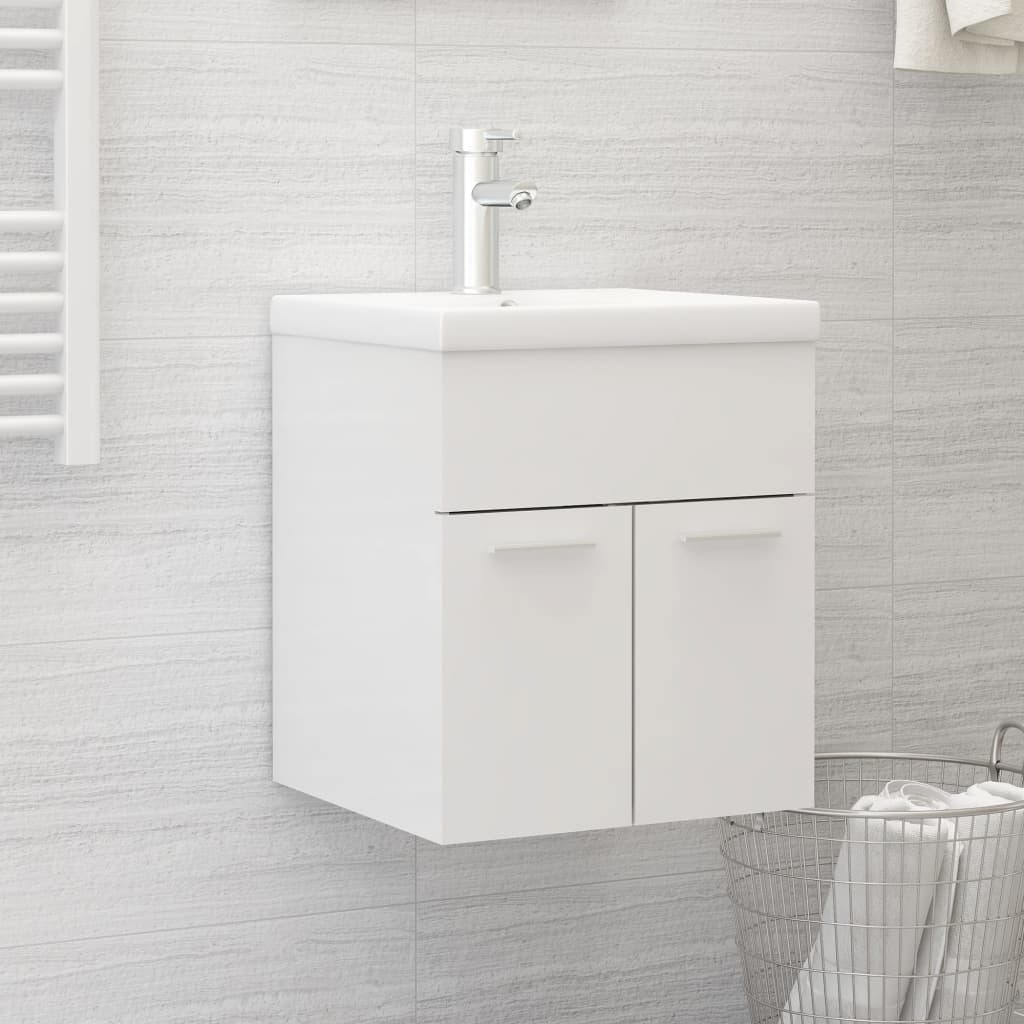 Vetonek Mueble con lavabo aglomerado blanco brillante 