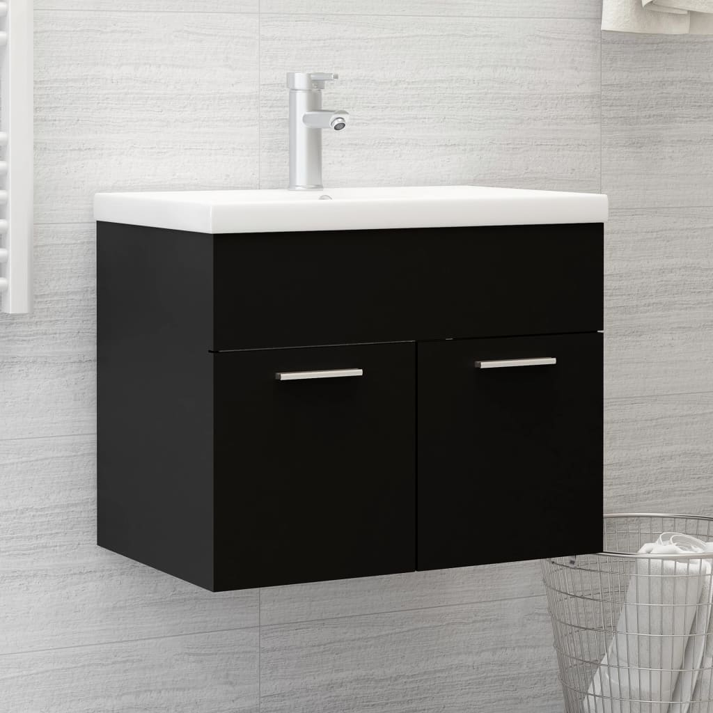 Vetonek Mueble con lavabo madera de ingeniería negro