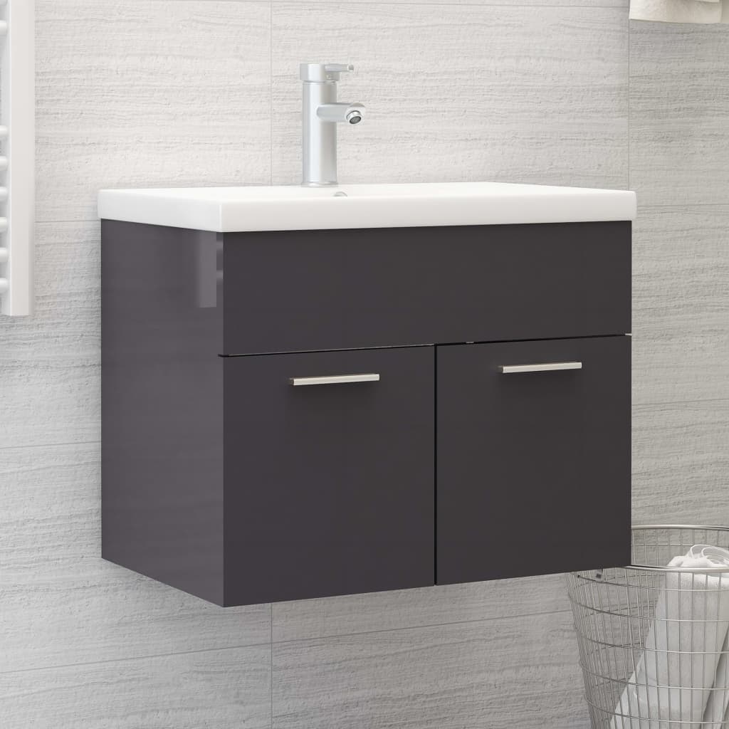 Vetonek Mueble con lavabo madera de ingeniería gris brillo