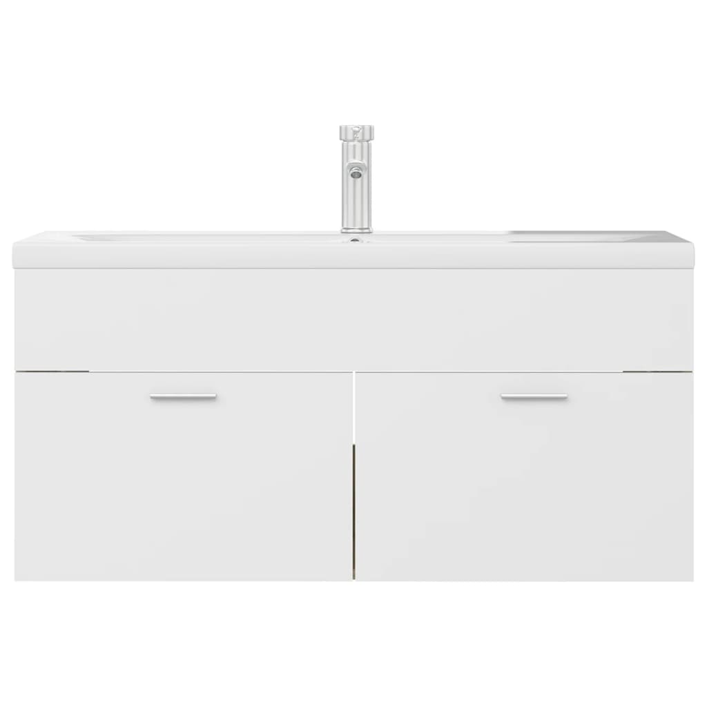 Mueble con lavabo aglomerado blanco y roble Sonoma vidaXL