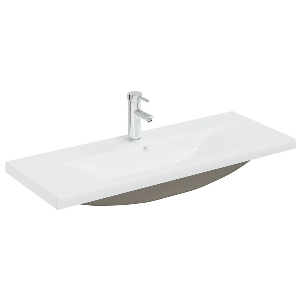 Mueble con lavabo aglomerado blanco y roble Sonoma vidaXL