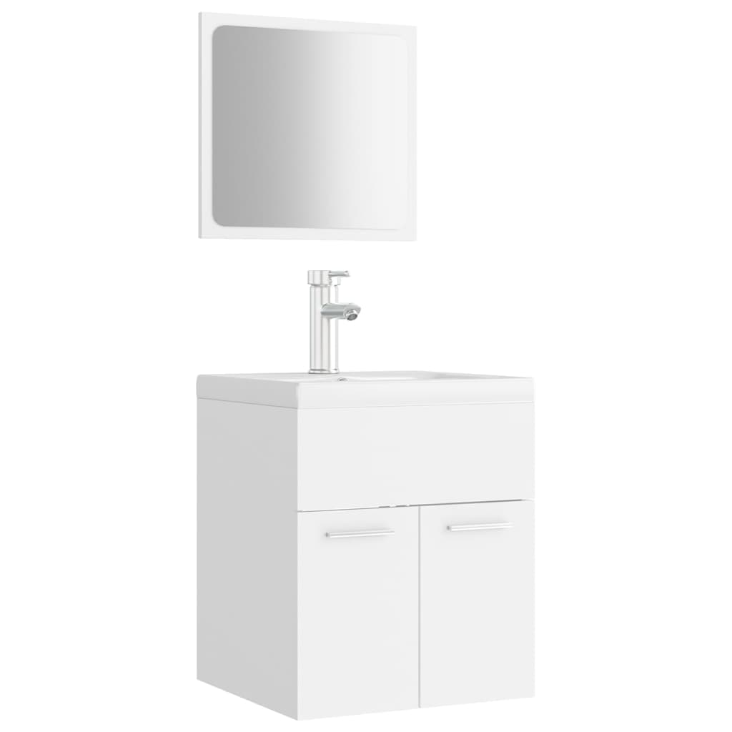 Vetonek Conjunto de muebles de baño madera contrachapada blanco