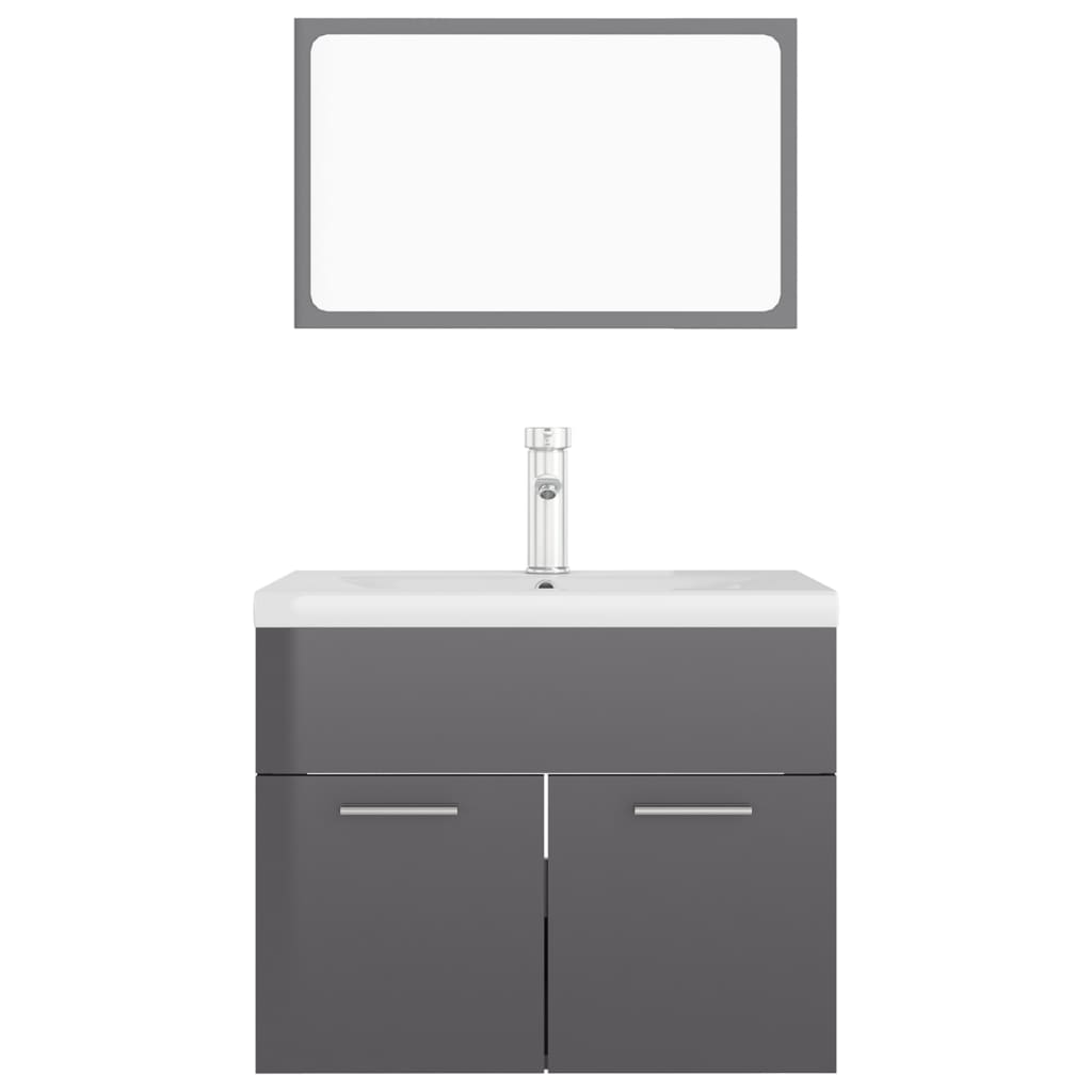 Juego de muebles de baño madera de ingeniería gris brillo vidaXL