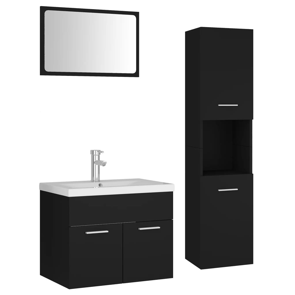 Juego de muebles de baño madera de ingeniería negro vidaXL