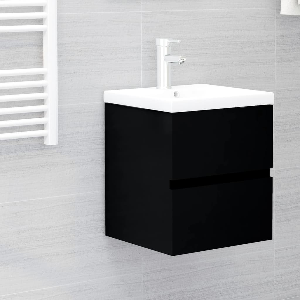 Vetonek Mueble con lavabo negro madera contrachapada