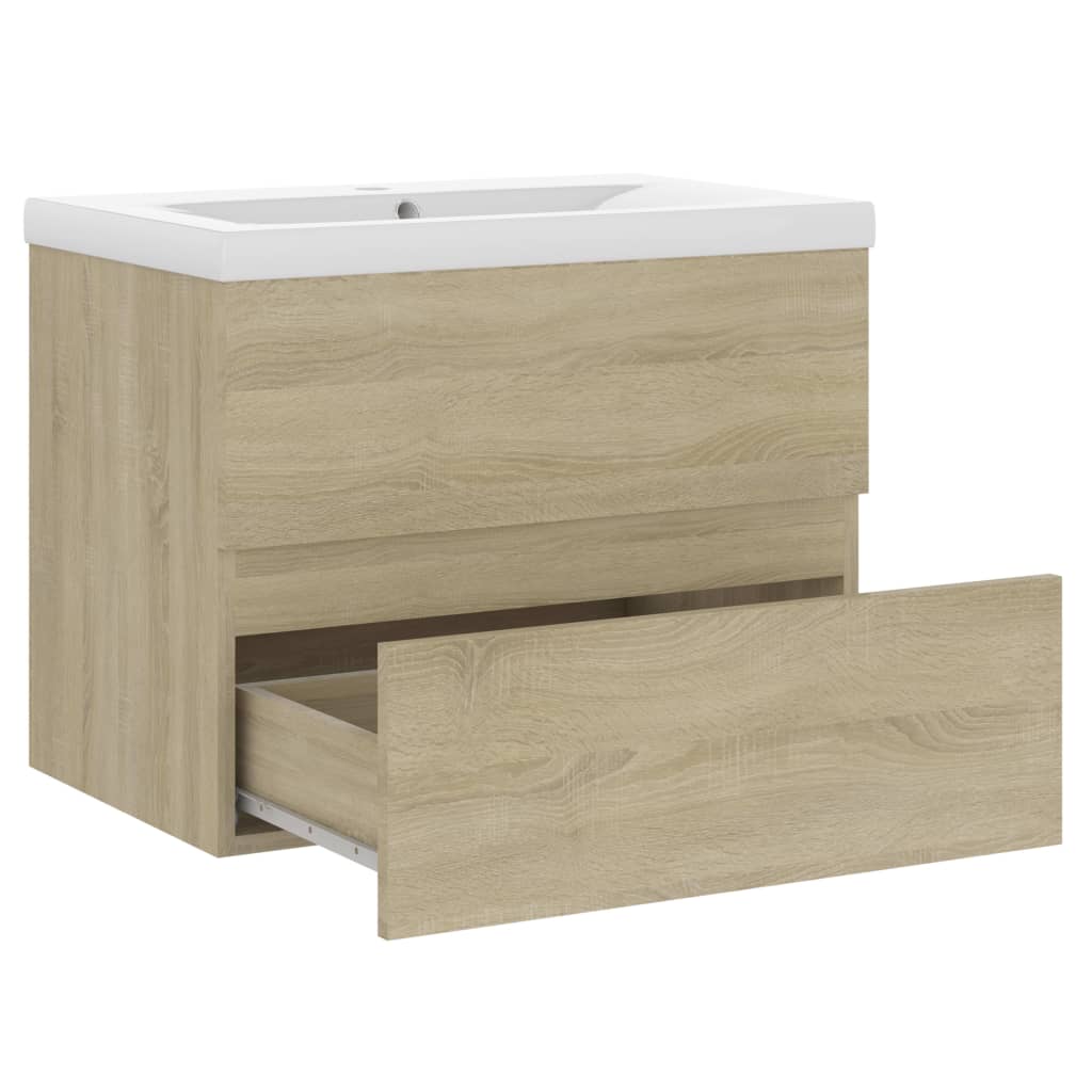 Mueble con lavabo madera de ingeniería roble Sonoma vidaXL