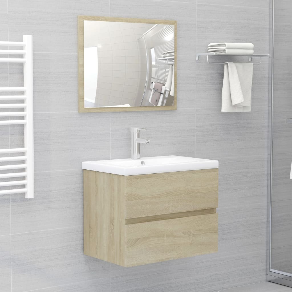 Mueble con lavabo madera de ingeniería roble Sonoma vidaXL