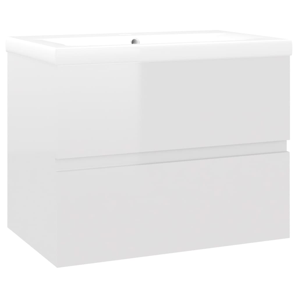 Glossy white engineered wood cabinet with sink V7864 Vetonek