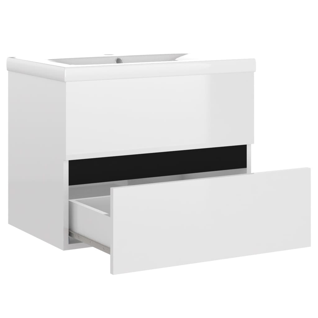 Mueble con lavabo madera de ingeniería blanco brillo V7864 Vetonek