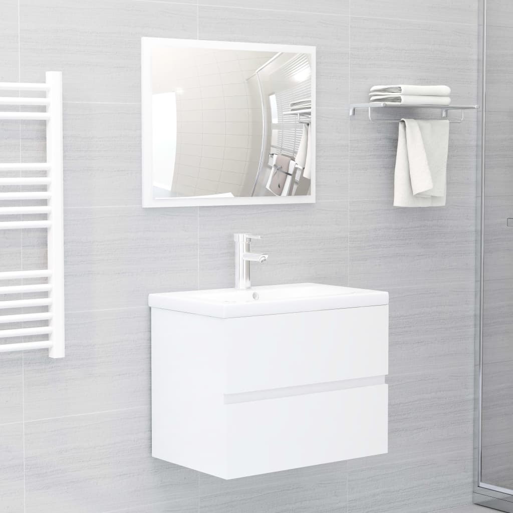 Mueble con lavabo madera de ingeniería blanco brillo V7864 Vetonek