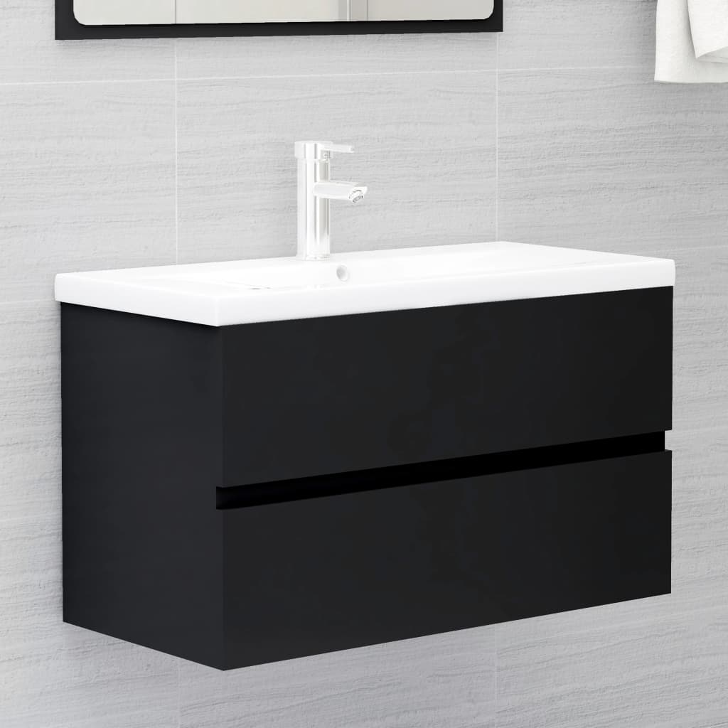 Vetonek Mueble con lavabo madera de ingeniería negro