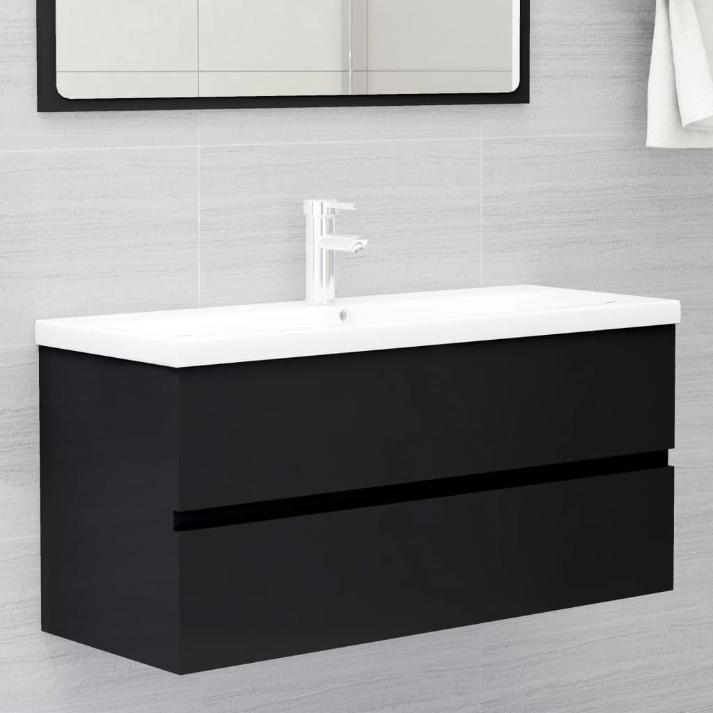 Vetonek Mueble con lavabo madera de ingeniería negro