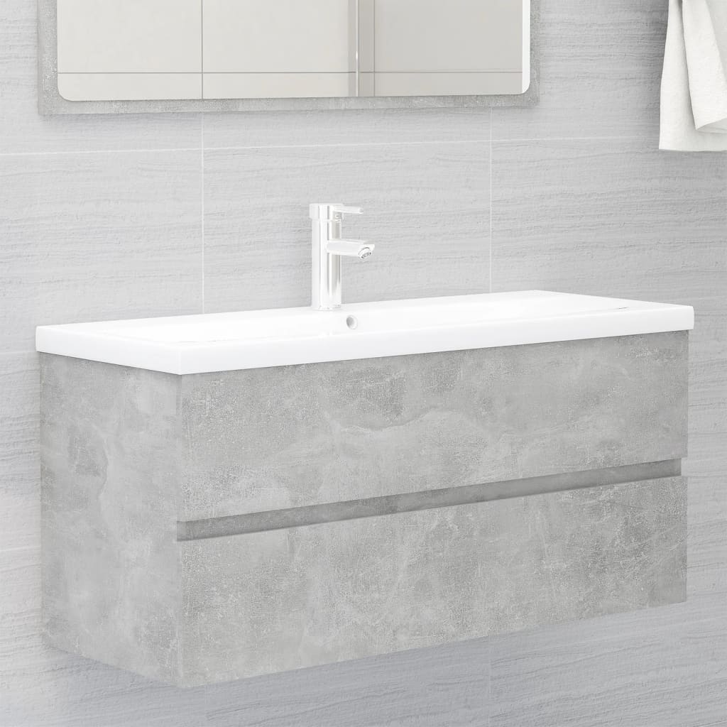 Vetonek Mueble con lavabo madera de ingeniería gris hormigón