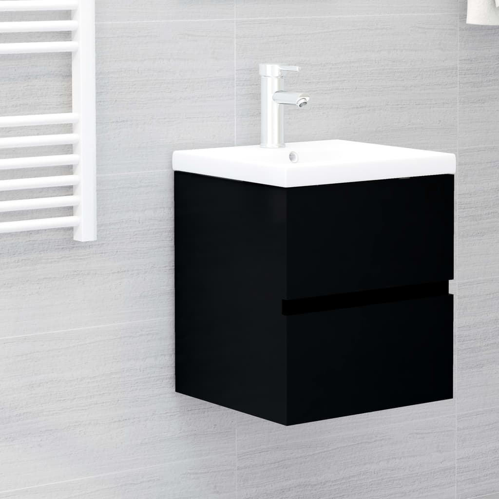 Vetonek Mueble con lavabo negro madera contrachapada