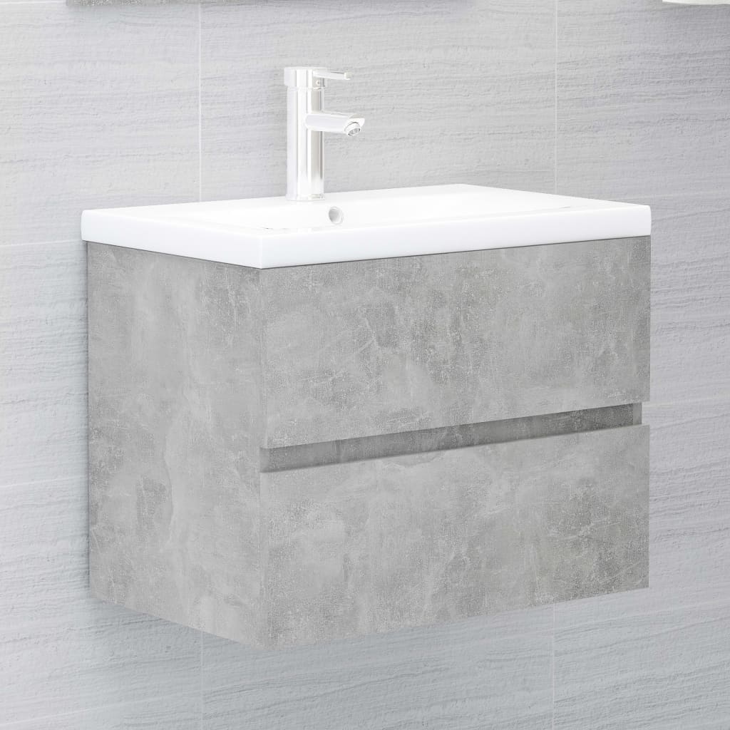 Vetonek Mueble con lavabo madera de ingeniería gris hormigón