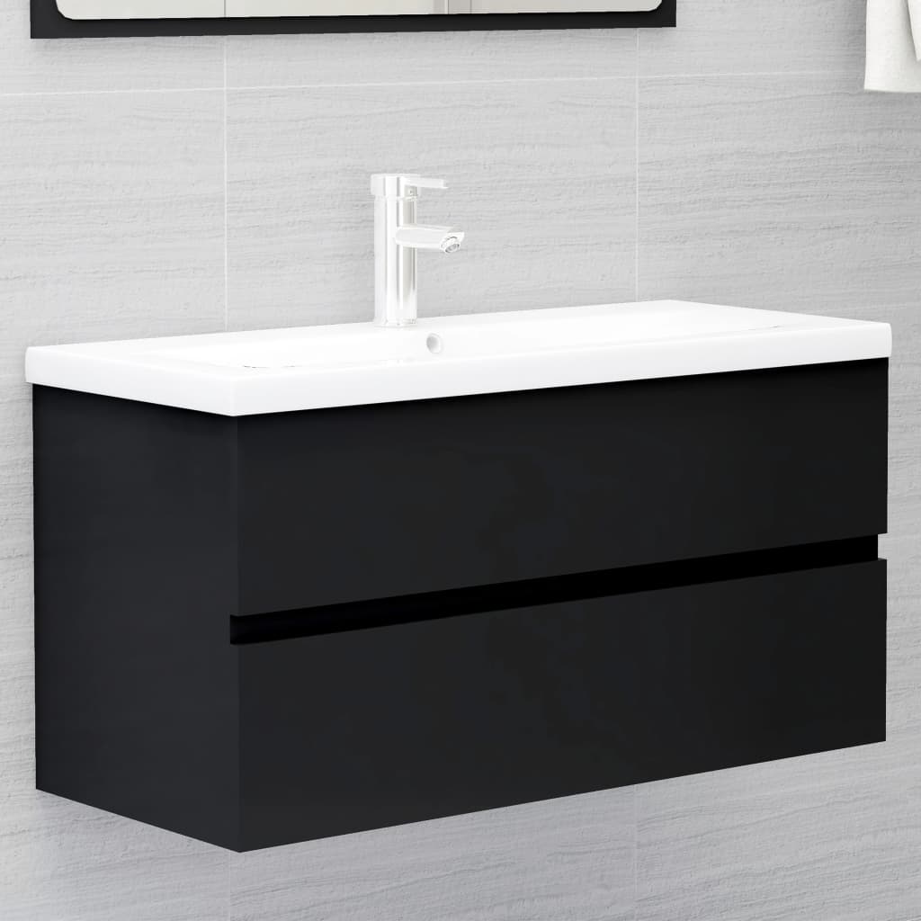 Vetonek Mueble con lavabo madera de ingeniería negro