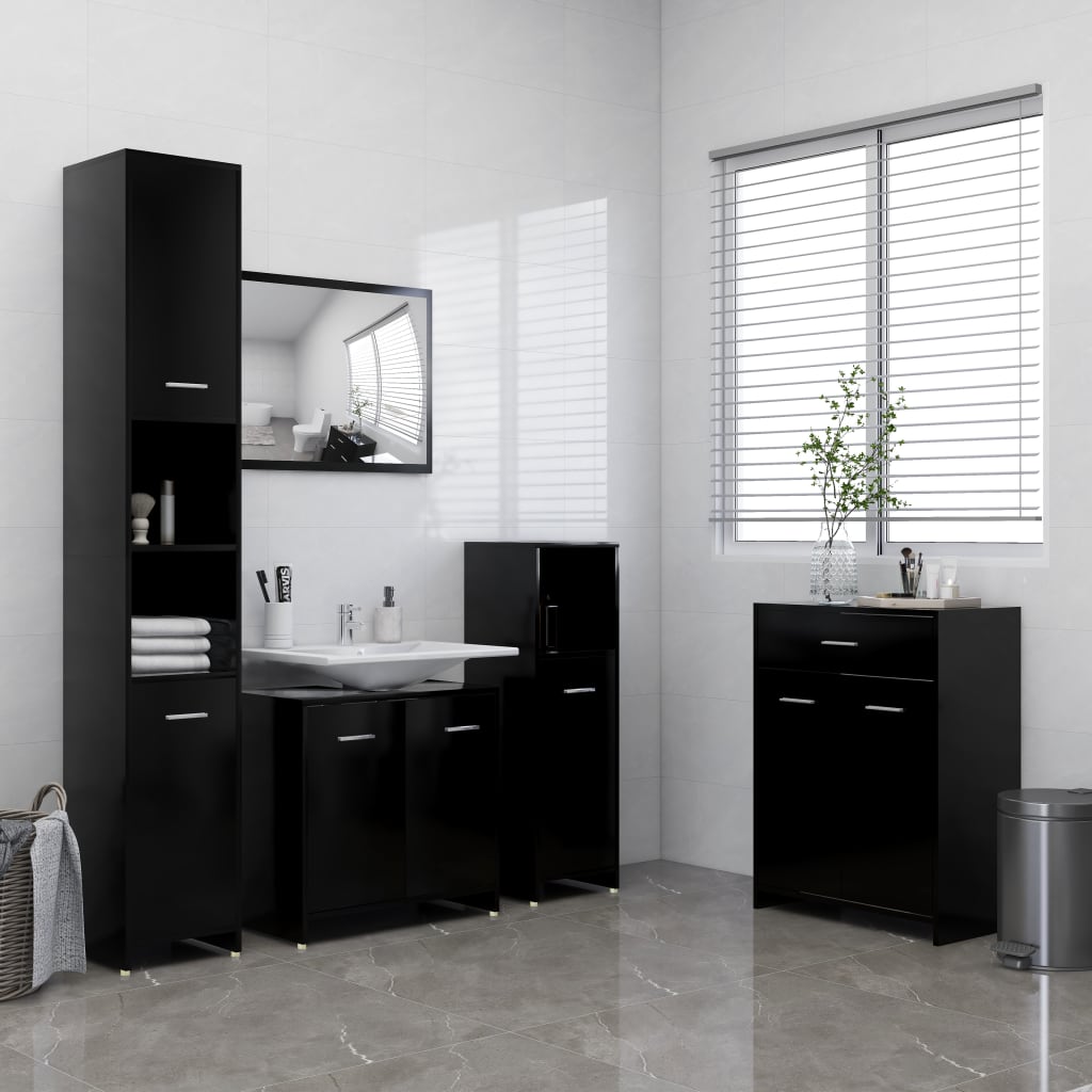 Vetonek Juego de muebles de baño 4 piezas negro