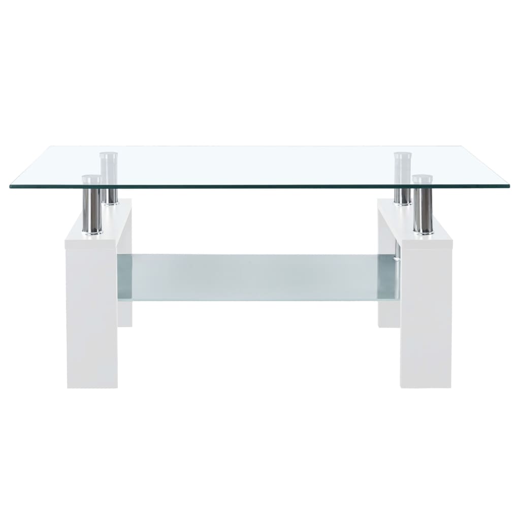 Mesa de centro vidrio templado blanco transparente 95x55x40 cm vidaXL