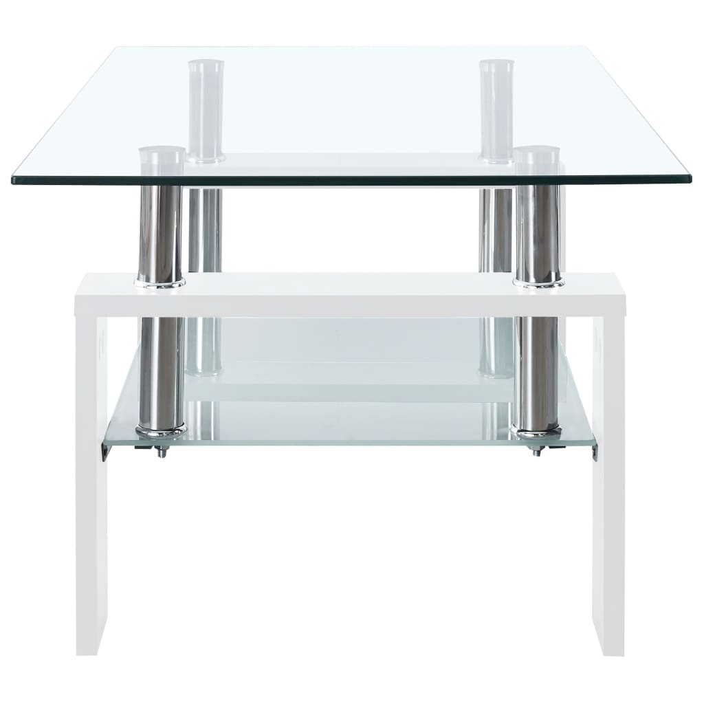 Mesa de centro vidrio templado blanco transparente 95x55x40 cm vidaXL